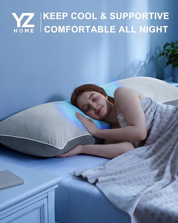 YZ HOME Cooling Body Pillow for Adults, Cold Touch Fabric, Blue Shredded Memory Foam, Support for Side Back Stomach Sleepers, Removable Washable Cover(Dark Grey,20x54 inch)