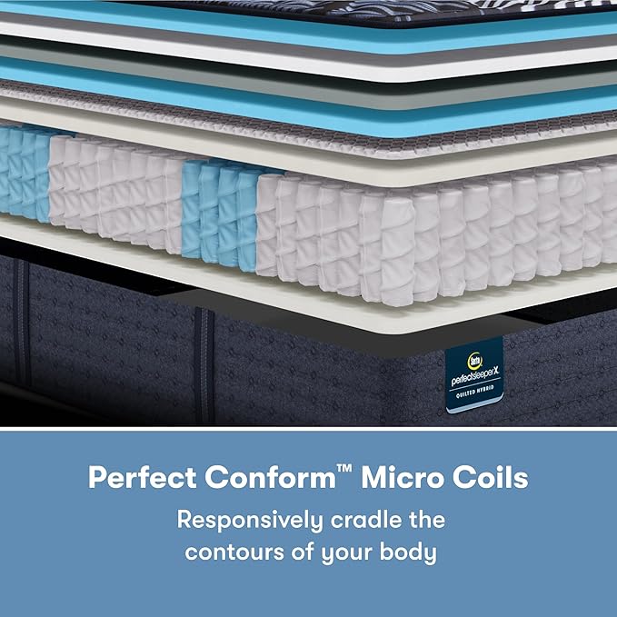 Serta Perfect Sleeper X - Max 14.25" Medium Full Quilted Hybrid Mattress - 5 Support Zones and Cooling Tech for a Restorative Sleep - 100 Night Trial, CertiPUR-US Certified