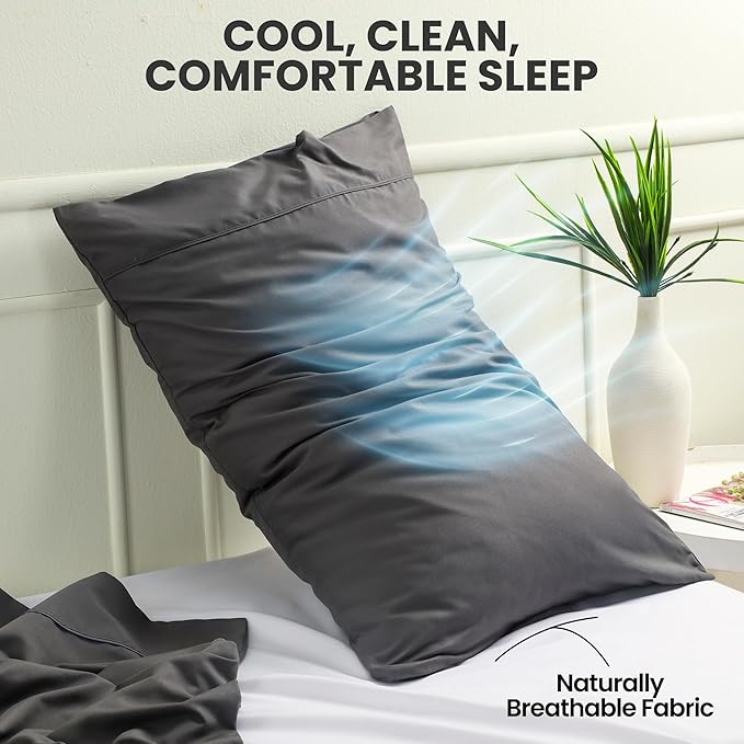 Utopia Bedding Standard Pillow Cases - 2 Pack - Envelope Closure - Soft Brushed Microfiber Fabric - Shrinkage and Fade Resistant Pillow Covers Standard Size 20 X 26 Inches (Standard, Grey)
