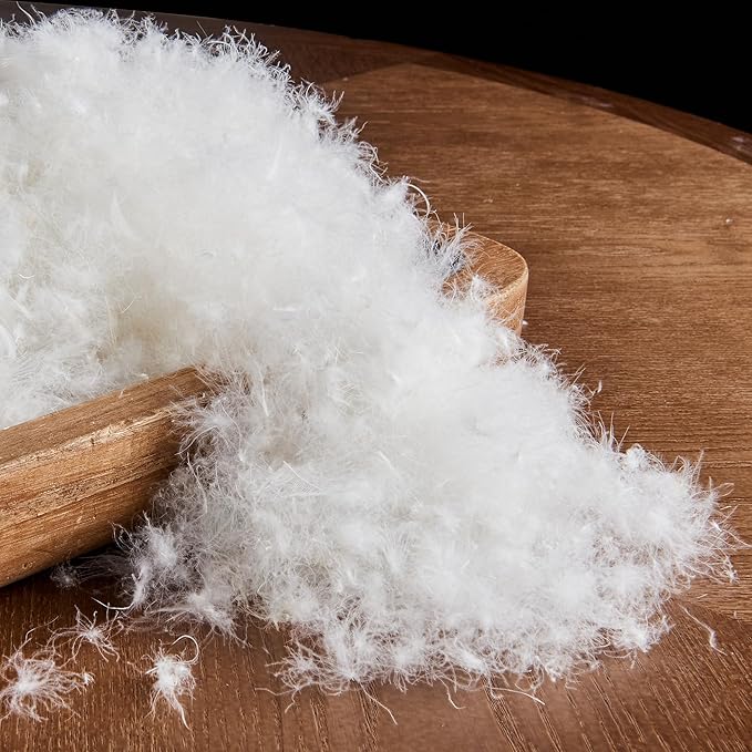Bulk Goose Down Feather Stuffing & Fill – Hypoallergenic Pillow Filling, Repair, Restuff, Fluff for Couch Cushions, Comforters, Jackets50/50-1/2Lb DIY