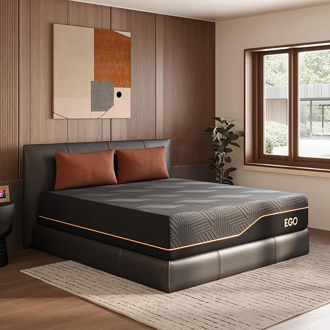 MLILY EGOHOME 12 Inch King Size Memory Foam Mattress for Cooling Sleep, Pressure Relief Cooling Copper Gel Bed in a Box, Foam Made in USA, CertiPUR-US Certified, Medium Firm, 76x80x12 Black