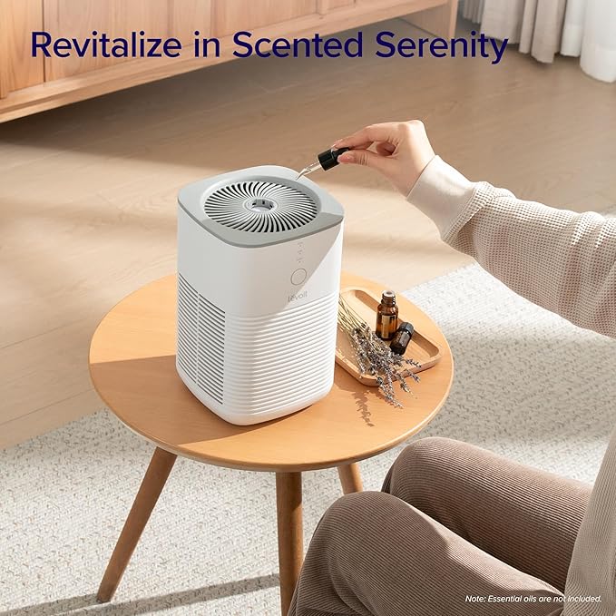 LEVOIT Air Purifiers for Bedroom Home Dorm, AHAM VERIFIDE, Freshens Small Room with Aroma Pad, For Smoke, Pollen, Pet Dander, Odor, Dust, Office, Desktop, 1 Pack, White
