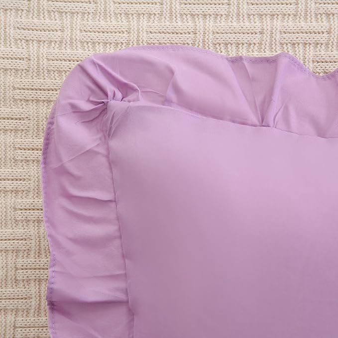 Merryword Lavender Purple Pillowcases King Size Ruffled Pillow Shams Set of 2 Cute Pillowcases Light Purple Shabby Chic Pillow Cover 2 Pack