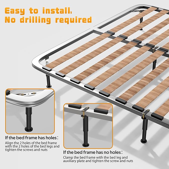 Wlrrcwdttc 4 Pcs Adjustable Height Bed Support Legs 7.08-13 inch, Bed Frame Center Support Legs for Bed Frame/Bed Center Slat/Furniture, Heavy Duty Metal Bed Replacement Legs Bed Slats Support Legs