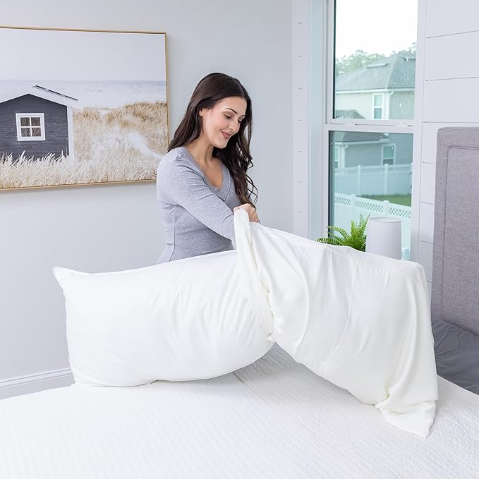 White Goose Feather and Down Body Pillow – Pillows Size 20 Inches x 72 Inches