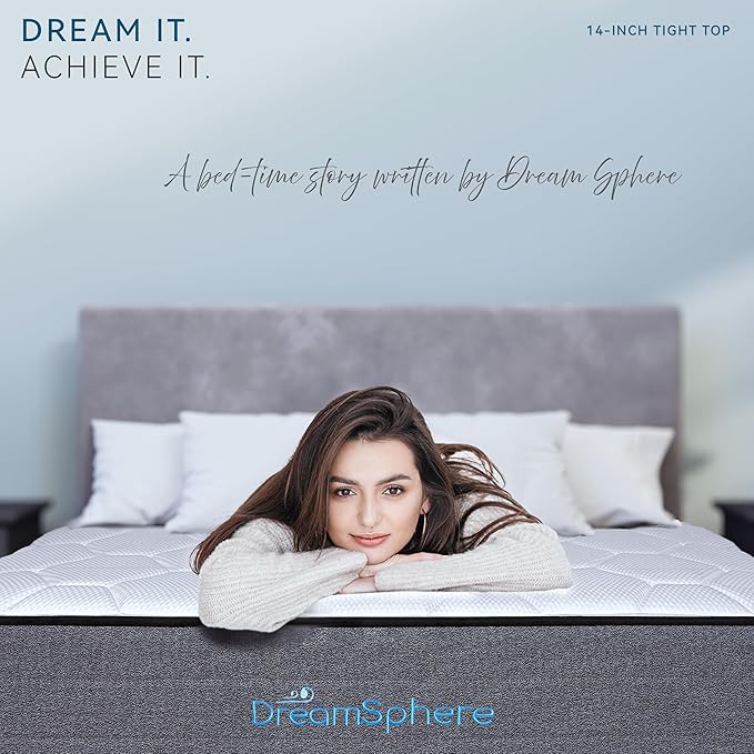 DreamSphere 14-inch Twin Hybrid Mattress, Medium Firm Gel Memory Foam Mattress, CertiPUR-US Certified, Mattress in a Box, Twin Size Mattress