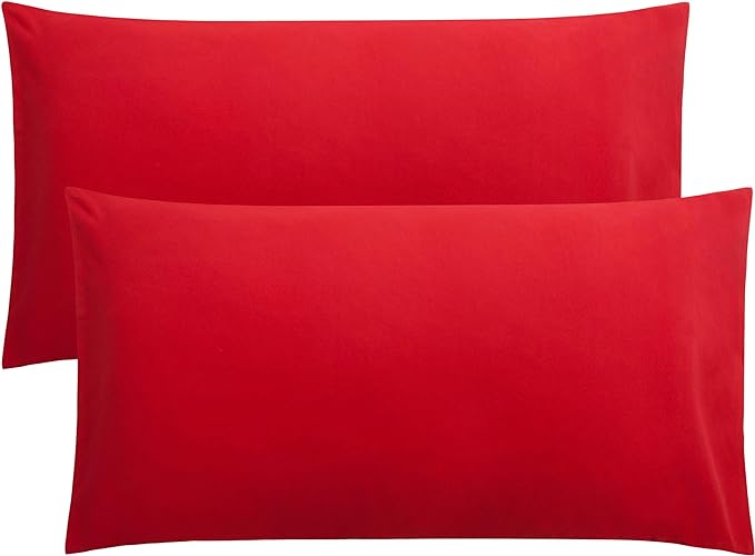 FLXXIE King Pillow Cases Set of 2, Soft Microfiber Pillow Covers with Envelope Closure, Wrinkle, Fade and Stain Resistant Pillowcases, 20x36, Red