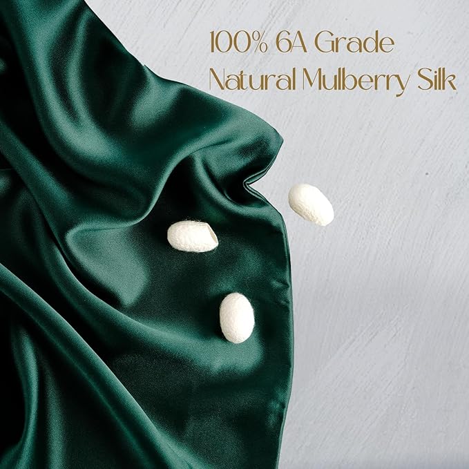 ZIMASILK 100% Pure Mulberry Silk Pillowcase for Hair and Skin Health,Soft and Smooth,Both Sides Premium Grade 6A Silk,600 Thread Count,with Hidden Zipper,1pc(Standard 20''x26'',Blackish Green)