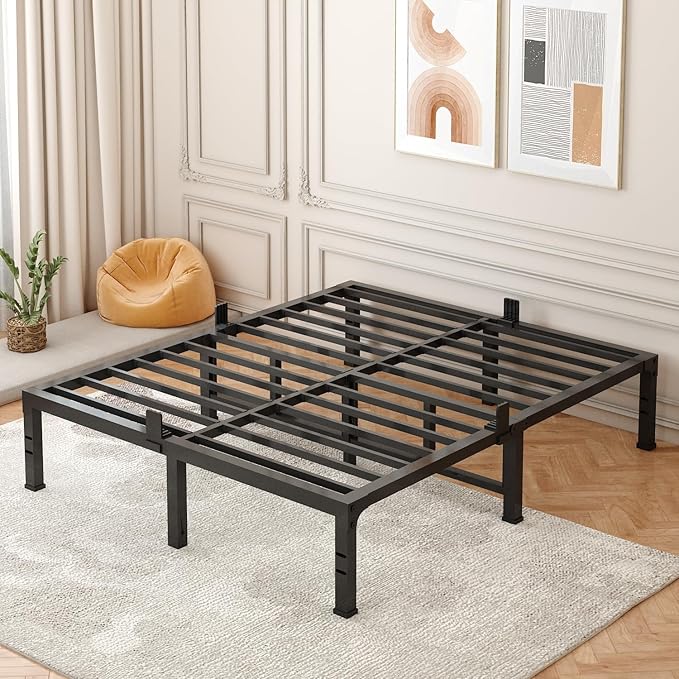 FUIOBYVV California King Bed Frame 14 Inch Tall 3500 lbs Heavy Duty Metal Platform Bed Frame California King Size No Box Spring Needed,Noise Free,Non-Slip,Easy Assembly