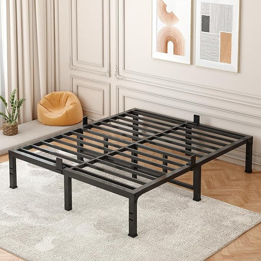 FUIOBYVV California King Bed Frame 14 Inch Tall 3500 lbs Heavy Duty Metal Platform Bed Frame California King Size No Box Spring Needed,Noise Free,Non-Slip,Easy Assembly