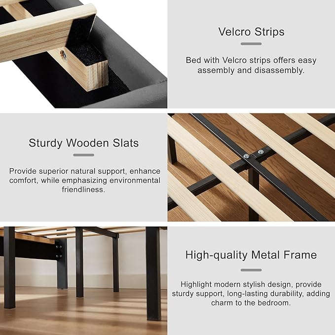 VECELO Upholstered Queen Size Bed Frame with Headboard Adjustable, LED Lights, USB-A & Type-C, Velvet Platform Bed Noise Free, Mattress Foundation with Wooden Slats, No Box Spring Needed, Grey