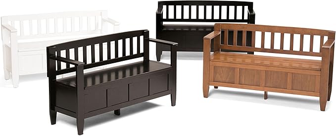 SIMPLIHOME Brooklyn Entryway Storage Bench - 48 inch Wide Solid Wood Hallway Bench in Dark Coffee Brown, Contemporary Mudroom Bench for Entry or Foyer with Lift-Up Lid and Spacious Hidden Storage
