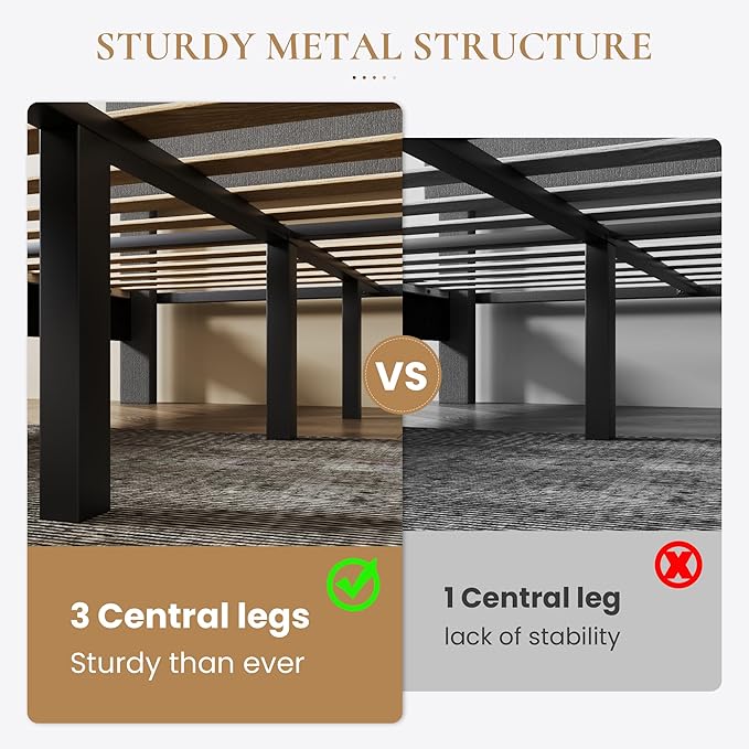 SHA CERLIN Full Size Platform Bed Frame with Adjustable Headboard and Wooden Slats Support, Boucle Upholstered Mattress Foundation, No Box Spring Needed, Easy Assembly, Dark Grey