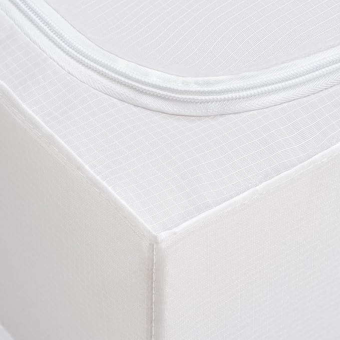 TYEERS Under Bed Storage Containers, Durable Fabric, Washable, Collapsible, Under Bed Storage Bins for Clothes, Blankets, Sheets, Shoes, 27.5x16.5x7 Inches, 6-Pack, White