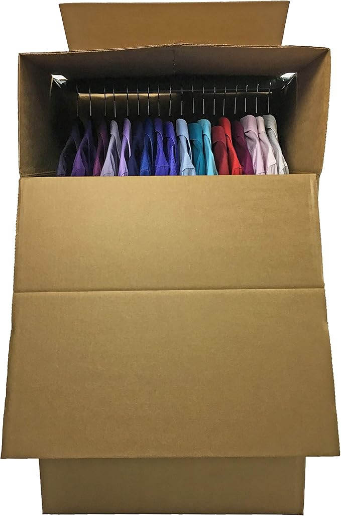 UBOXES Space Saving Wardrobe Moving Boxes 20 x 20 x 34 Inches Moving Boxes, 1-Pack, Kraft/Corrugated (BOXMINIWAR01)