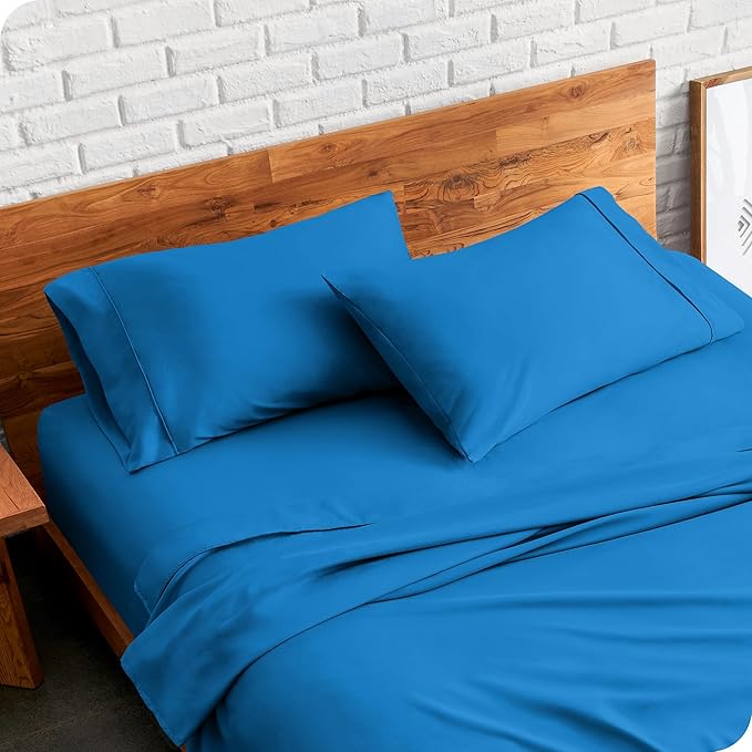 Bare Home Microfiber Pillow Cases - King Size Set of 2 - Cooling Pillowcases - Double Brushed - Medium Blue Pillowcases 2 Pack - Easy Care (King Pillowcase Set of 2, Medium Blue)