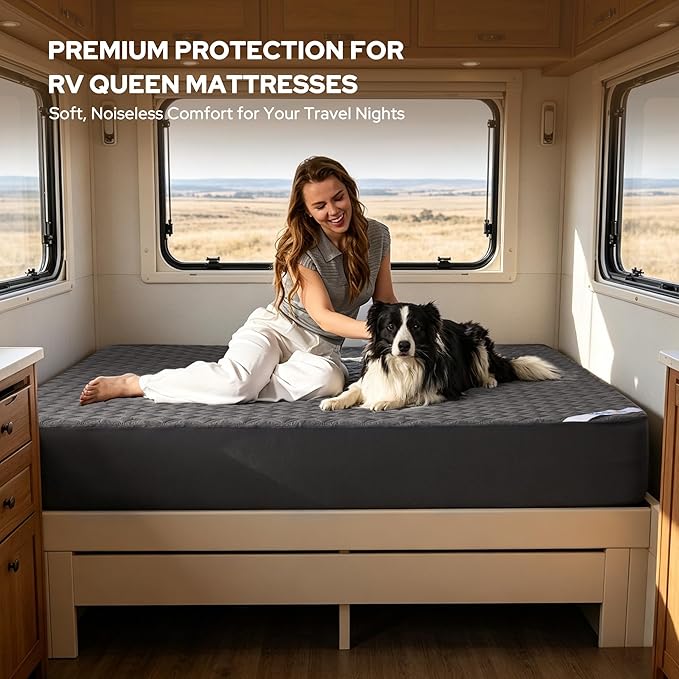 BEDLORE Waterproof Mattress Protector, Noiseless RV Queen Size Mattress Pad with Deep Pocket Fitted Up to 6-18 inches, Soft Breathable Dirt-Proof Bed Mattress Cover Washable for Bedroom, Hotel (Gray)