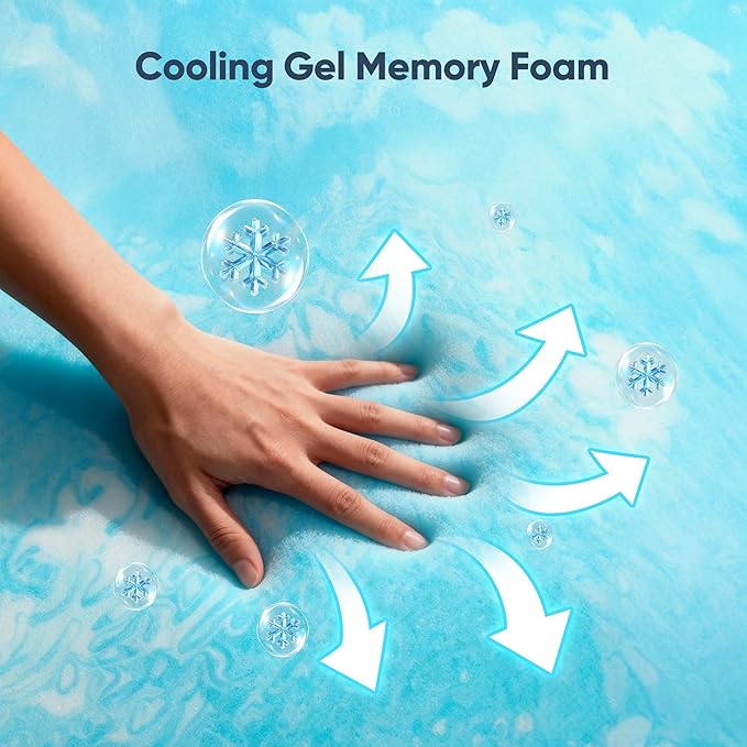Twin XL 4 Inch Dual Layer Memory Foam Mattress Topper for College Dorm, 2 Inch Cooling Gel Memory Foam and 2 Inch Down Alternative Pillow Top Mattress Pad Cover 8-24 Inch Deep Pocket