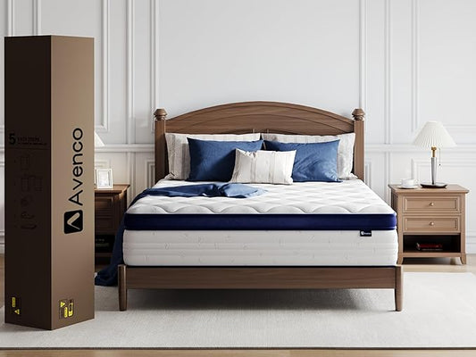 Avenco King Size Mattress, 10 Inch King Mattresses in a Box with Comfort Foam, Individually Wrapped Pocket Innerspring for Motion Isolation & Pain Relief, CertiPUR-US Certified Bed Mattress in a Box
