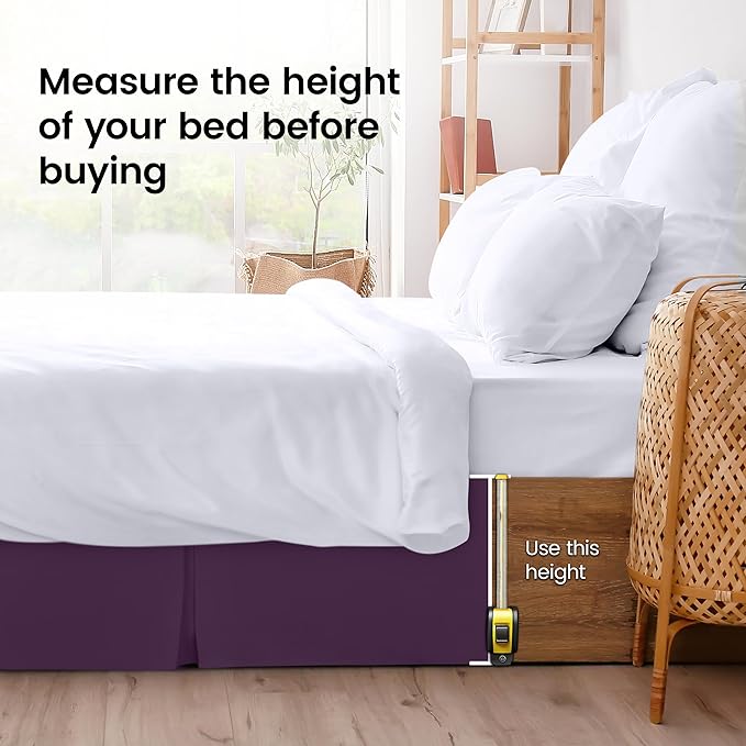 Utopia Bedding Queen Bed Skirt - Soft Quadruple Pleated Ruffle - Easy Fit with 16 Inch Tailored Drop - Hotel Quality, Shrinkage and Fade Resistant (Queen, Purple)