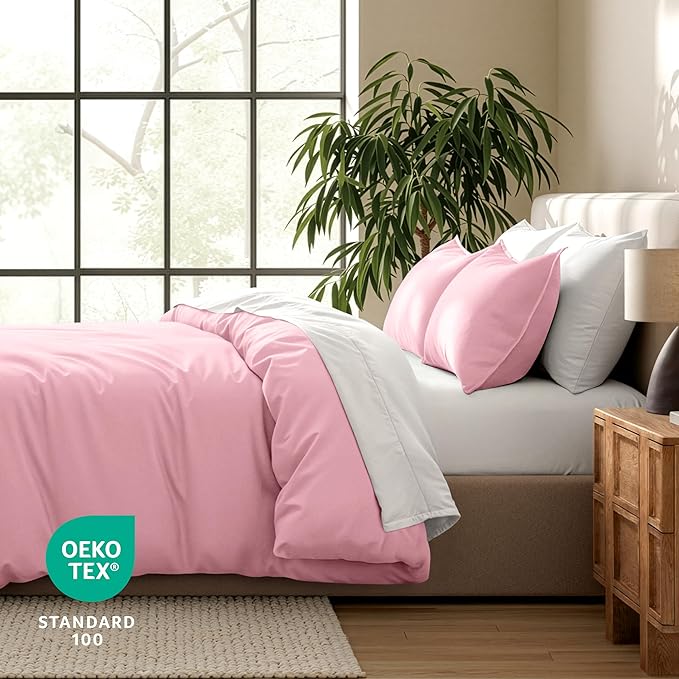 Bare Home Bedding Duvet Cover Extra Long Size - Premium 1800 Super Soft Collection - Lightweight, Cooling - Soft Breathable Bedding Duvet Cover (Twin/Twin XL, Light Pink)