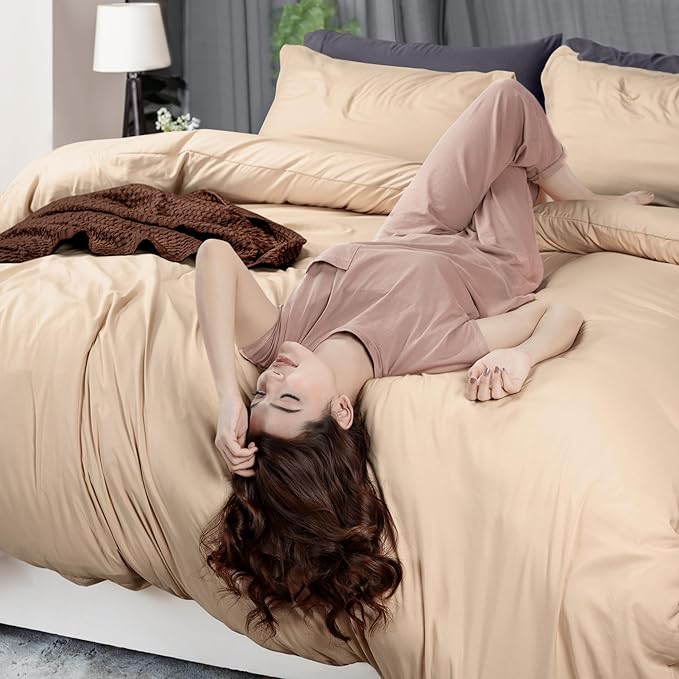 Utopia Bedding Duvet Cover Twin Size - 2 Piece with Zipper Closure - 1 Comforter Cover 68X90 Inches & 1 Pillow Sham 20X26 Inches (Beige) Comforter Not Included