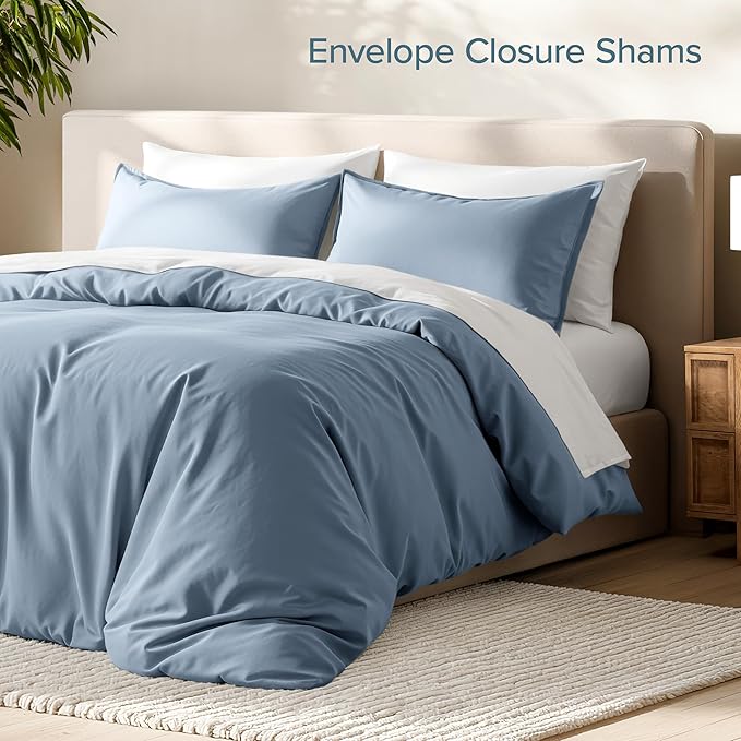 Bare Home Bedding Duvet Cover King Size - Premium 1800 Super Soft Collection - Lightweight, Cooling - Soft Breathable Bedding Duvet Cover (King, Dusty Blue)
