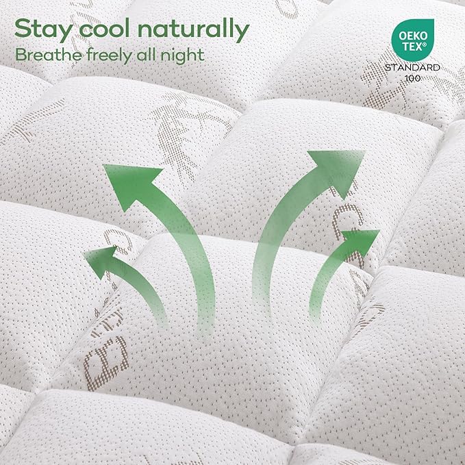 OLANLY Full Mattress Topper – Viscose Made from Bamboo, Cooling Soft Full Pillow Top Mattress Pad for Back Pain Relief, Plush Down Alternative Fill Bed Topper with Elastic Deep Pocket, White