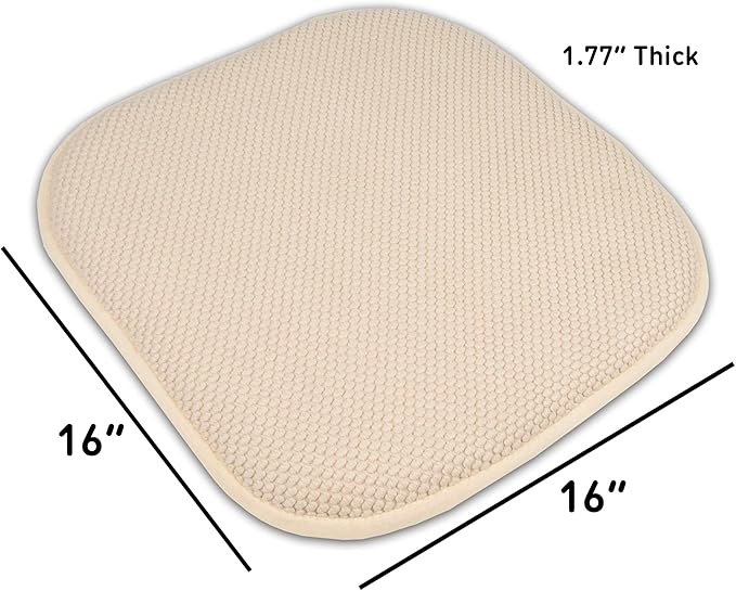 Sweet Home Collection Cushion Memory Foam Chair Pads Honeycomb Nonslip Back Seat Cover 16" x 16" 6 Pack Linen, Beige