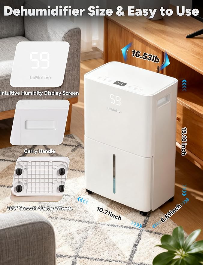 34 Pint Dehumidifier for Home up to 2500 Sq.Ft, Smart WiFi Dehumidifier with App & Voice Control, Dehumidifier with Drain Hose, Auto Defrost, 24H Timer, Quiet for Bedroom Basement Bathroom RV