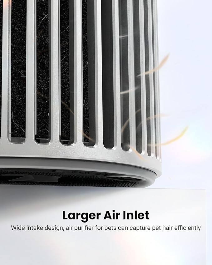 Smart Air Purifiers for Bedroom Home with Timer and Schedule, Cover 2200 Ft²and Quiet Sleep Mode, Washable Pre-Filter, WiFi HEPA Air Purifier For Remove Home Pets Odors, Smoke, Dust (Sliver)
