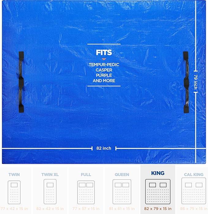 Mattress Bags for Moving with 8 Handles – King Mattress Moving Bag – Tear-Proof Mattress Storage Cover with Dual Zippers – Reusable Mattress Moving Bags for Transport & Storage Mattress Protector