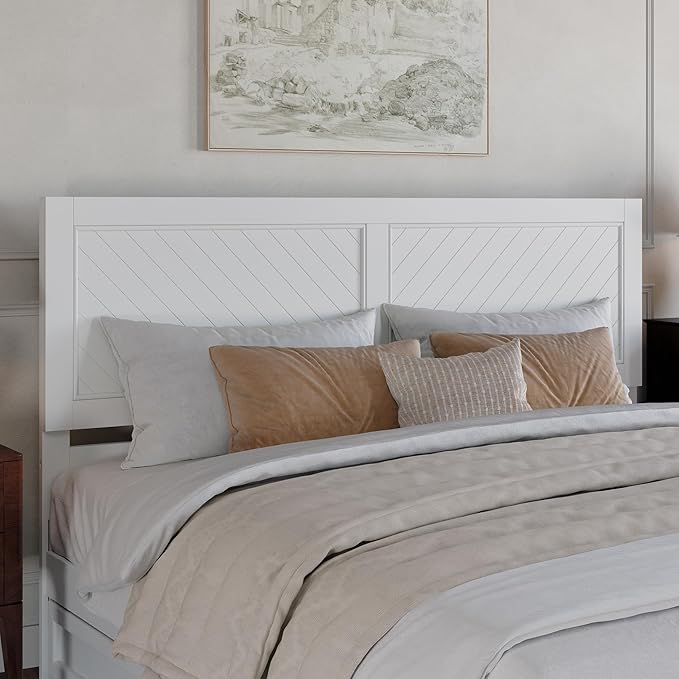 AFI, Canyon King Solid Wood Rustic Farmhouse Headboard, White