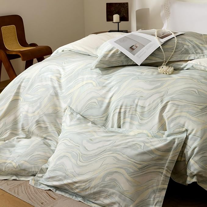 OAITE Duvet Cover Set Twin Size Floral Pattern Ultra Soft 100% Cotton Duvet Cover Sets 3-PC, Breathable Duvet Cover with Zipper Closure & Corner Ties