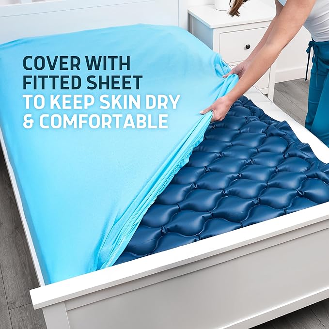 Lunderg Alternating Air Pressure Mattress Pad with Static Mode - Comfortable Bed Sore Prevention - Includes Waterproof Mattress Topper for Hospital Bed or Home & Quiet Pump - Doctors Recommended