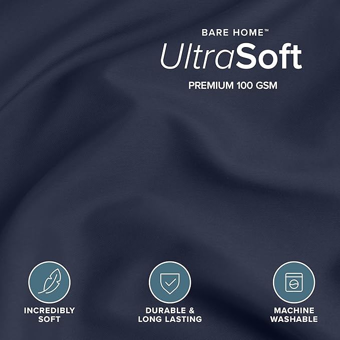 Bare Home Bedding Duvet Cover California King Size - Premium 1800 Super Soft Collection - Lightweight, Cooling - Soft Breathable Bedding Duvet Cover (Cal King, Midnight Blue)