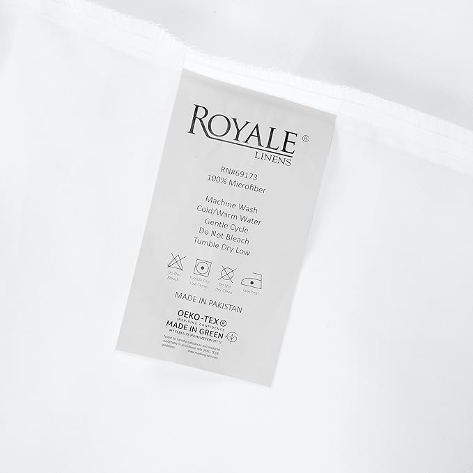 Royale Linens 2 Pack Fitted Sheet - Elastic Sheets - Queen Fitted Sheet Only -Soft & Breathable - Brushed 1800 Microfiber- Stain Resistant- Hotel Quality Deep Pocket Stretches Up to 16" (Queen, White)