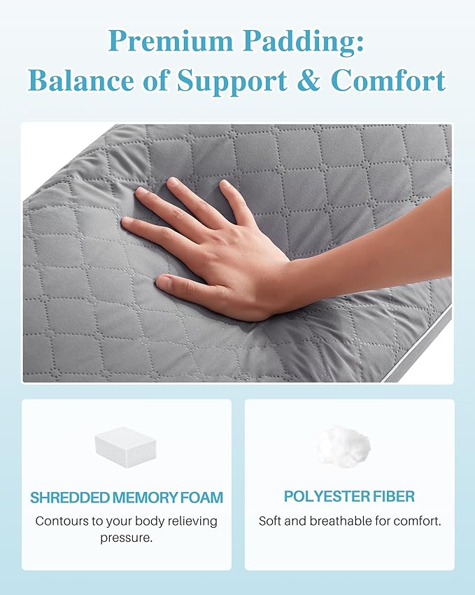 YZ HOME Long Body Pillow for Adults - Firm Body Pillow Insert with Shredded White Memory Foam, Adjustable Height, Soft Support for Side Sleeping, Pregnant Women, Washable (Grey, 20x54 Inch)