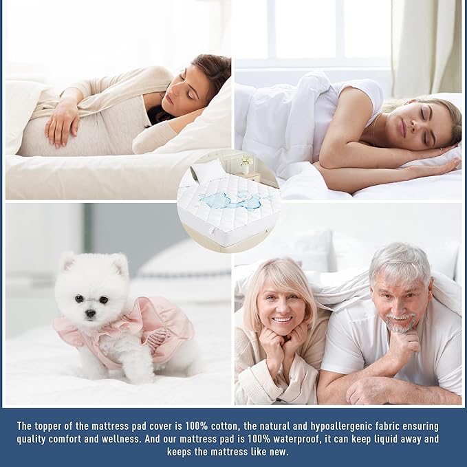 Sunflower Quilted King Mattress Protector, Mattress Pad King, Cotton Mattress Cover Waterproof, 18-22" Extra Deep Pocket Thin Version, Hypoallergenic Soft Durable