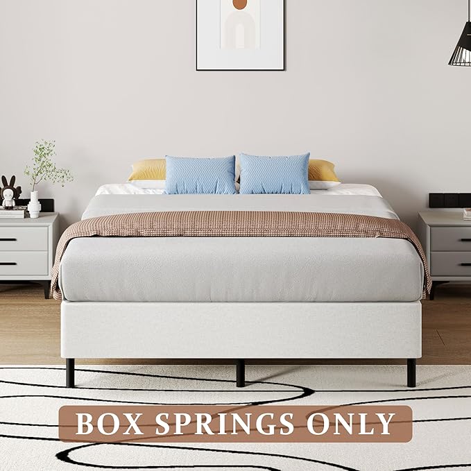 SHOANED Metal Box Spring King Size - 9 Inch High Profile Heavy Duty Black Bed Base Non Slip Mattress Foundation Box Springs for King Bed, Easy Assembly, No Noise
