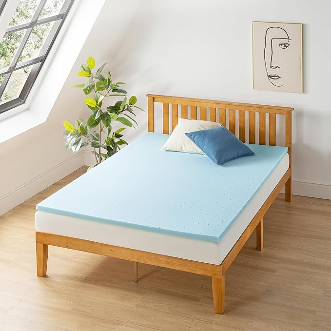 Best Price Mattress 1.5 Inch Ventilated Memory Foam Mattress Topper, Cooling Gel Infusion, CertiPUR-US Certified, Dorm Essentials, King