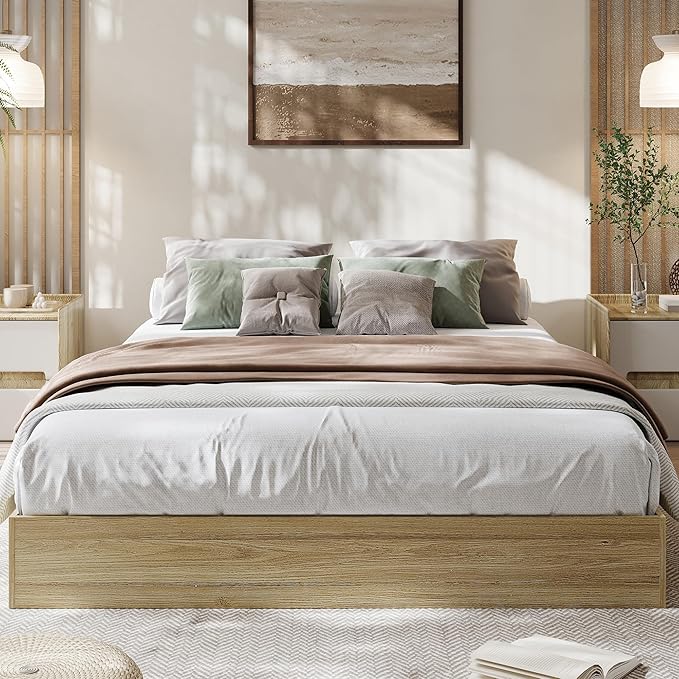 GarveeHome King Size Wood Platform Bed Frame,Wooden Bed Frame Without Headboard, Wood Slat Support,No Box Spring Needed, Easy Assembly