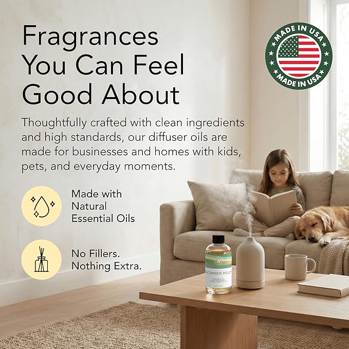 Aroma Country Cucumber Melon Diffuser Oil - Luxury Hotel Cucumber Melon Fragrance Oil for Diffuser Refill, Fresh Fruit Home Aroma Diffusers - Premium Aromatherapy Oils & Home Scent (8.5 Fl Oz)