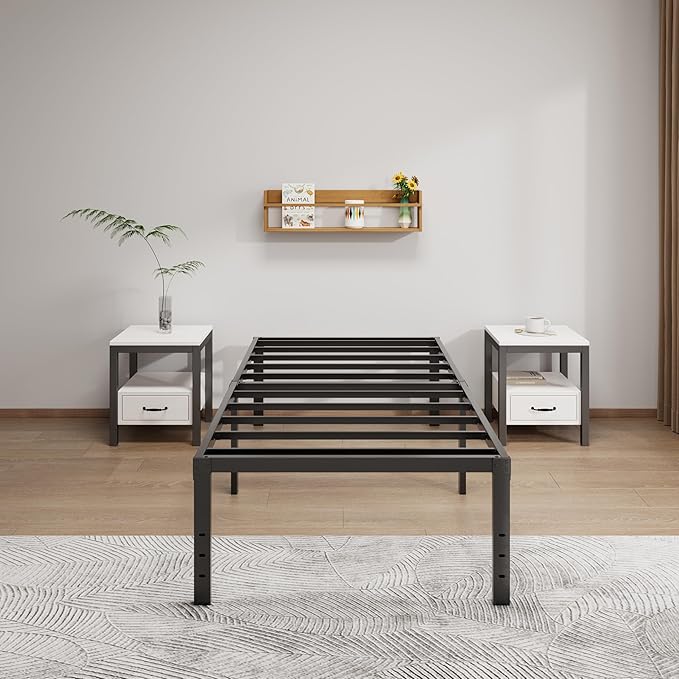 LUMUNANCE Metal Bed Frame Twin Size - 18 Inch Heavy-Duty Twin Platform Bed Frame No Box Spring Needed, Easy Assembly, Noise-Free, Sturdy Mattress Foundation, Underbed Storage Space