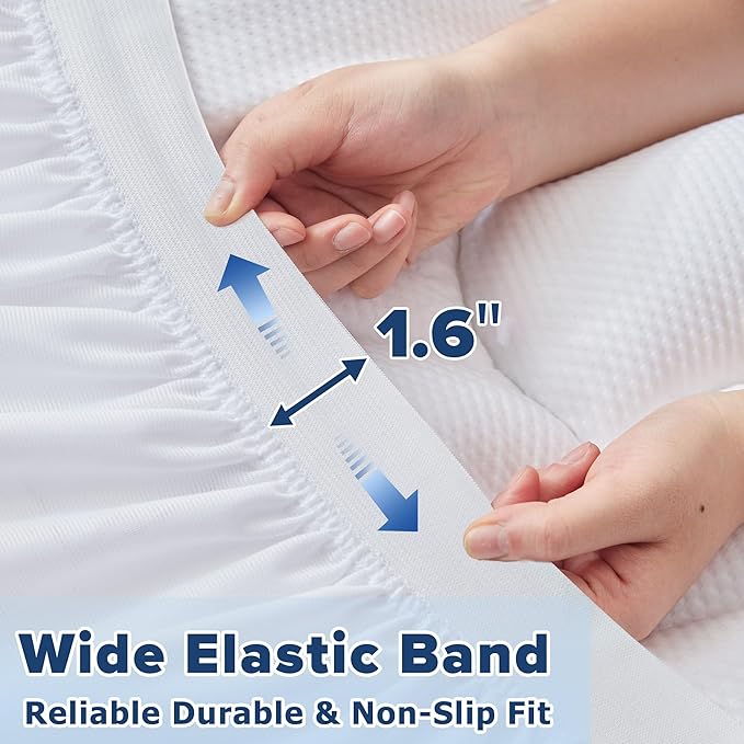 ELVEN HOME Mattress Topper Twin XL College Dorm, Extra Long Twin Cooling Mattress Pad for Single, Thick Fluffy Mattress Protector Cover Washable, Deep Pocket 8-21" (39x80 inch, White)
