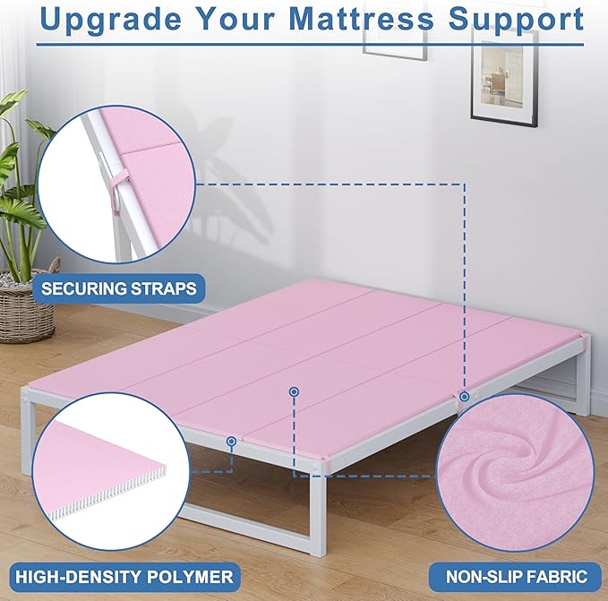 Lutown-Teen Bunkie Board King Under Mattress High-Density Polymer Mattress Support Board King Anti-Sag, Breathable, Moisture Resistant, Noise Minimizing, Pink