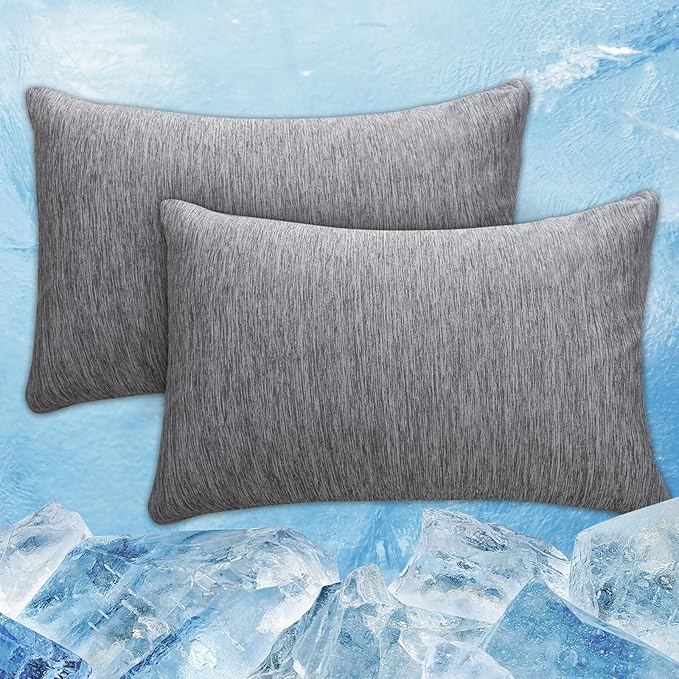 CHOSHOME Cooling Pillow Cases Zipper Pillow Covers Q-Max > 0.45 Zippered Pillowcases for Hot Sleepers, Soft, Breathable, Skin-Friendly, 4 Pack (Standard, 20" x 26", Grey)