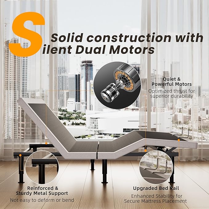 Electric Full Size Adjustable Bed Frame with Wireless Remote, USB, Head & Foot Incline, Underbed Lighting, Heavy Duty Platform - Easy Assembly, Zero Gravity, Quiet Motor - Metal BedFrame