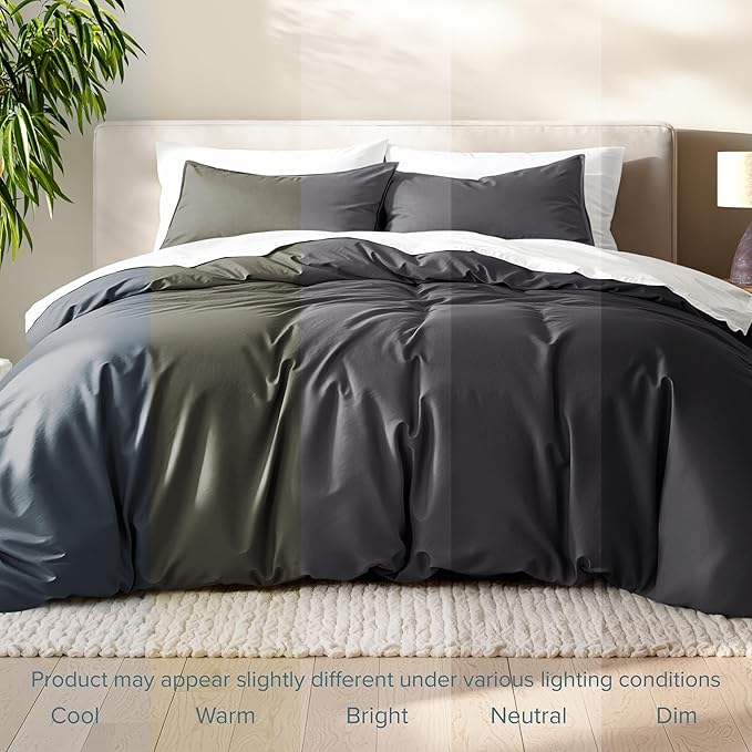Bare Home Bedding Duvet Cover Oversized Queen - Premium 1800 Super Soft Collection - Lightweight, Cooling - Soft Breathable Bedding Duvet Cover (Oversized Queen, Forged Iron Grey)