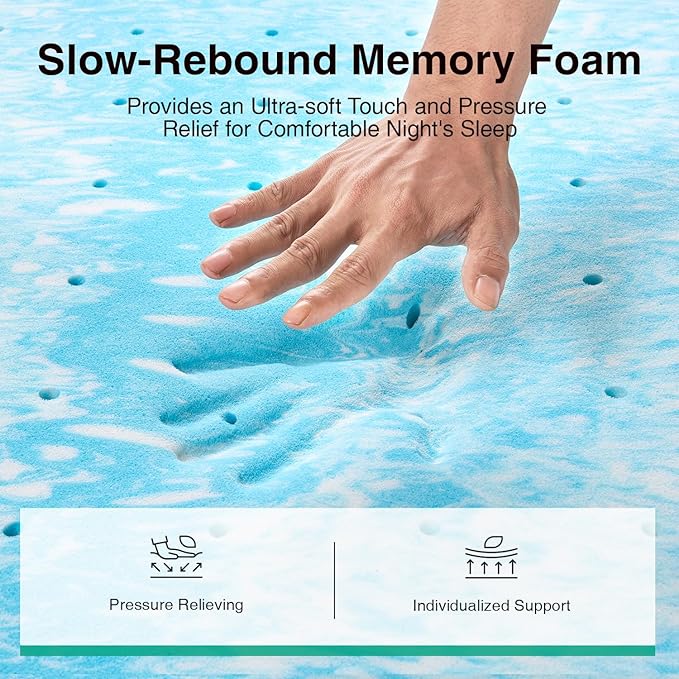 Novilla Twin 3 Inch Dual Layered Mattress Topper with 2 Inch Gel Memory Foam & 1 Inch Cooling Pillow Top Cover, Pressure Relieving Breathable Bed Topper for Back Pain Support, Certi-Safe